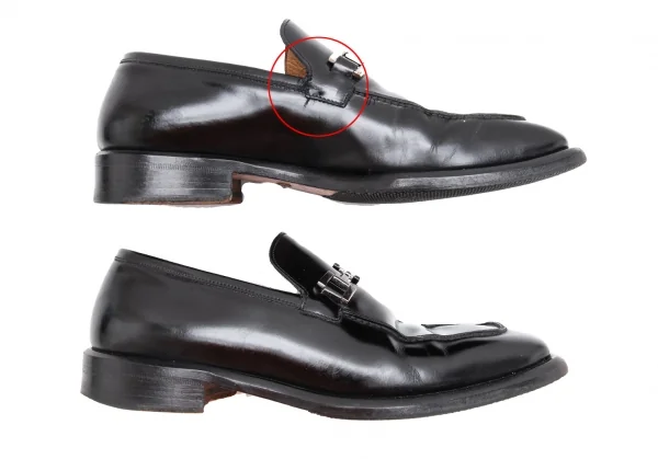 グッチGUCCI ホースビットスクエアトゥレザーローファー 黒40E (24.5cm