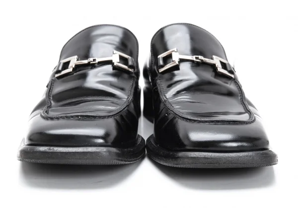 グッチGUCCI ホースビットスクエアトゥレザーローファー 黒40E (24.5cm