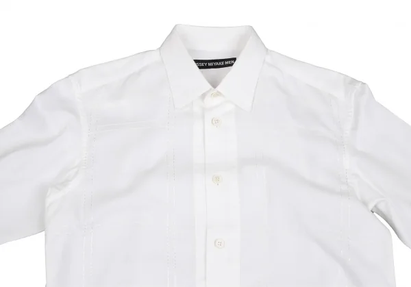 イッセイミヤケ メンISSEY MIYAKE MEN フロント格子ステッチシャツ 白1