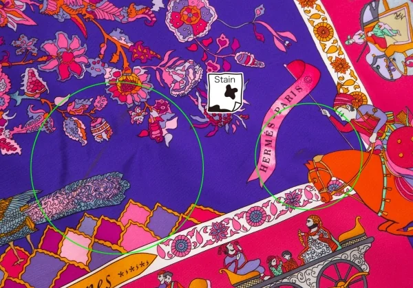 エルメスHERMES カレ90 眩惑のインド スカーフ 紫他 (K-126969)
