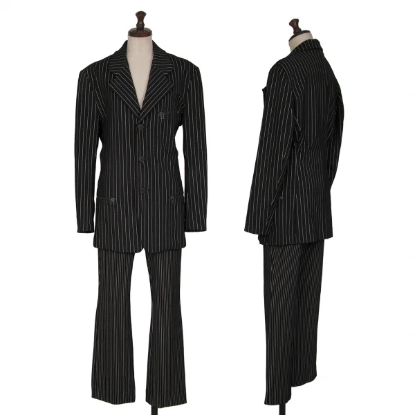 イッセイミヤケISSEY MIYAKEジップポケットストライプセットアップ