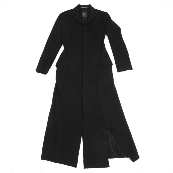 リミフゥLIMI feu ウール縮絨ロングスナップボタンジャケット 黒1 (K