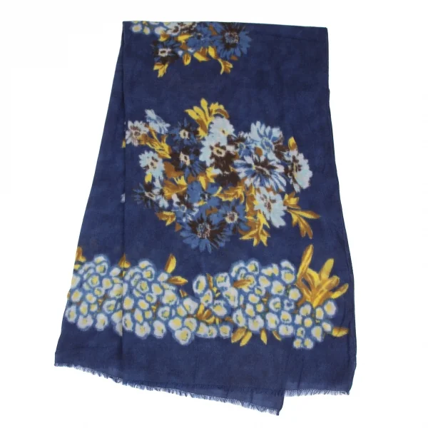 45rpm 45R 藍染花柄大判ストール 紺 (K-129743)