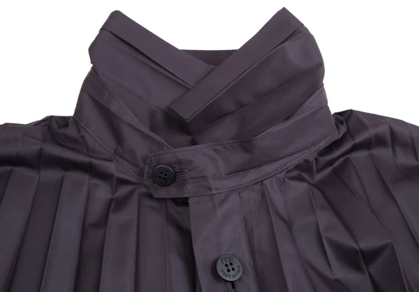 イッセイミヤケ ミーISSEY MIYAKE me プリーツドルマンコート 紺M位 (K