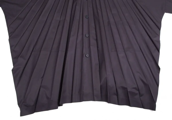 イッセイミヤケ ミーISSEY MIYAKE me プリーツドルマンコート 紺M位 (K