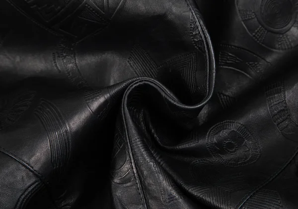 イッセイミヤケISSEY MIYAKE 壁画エンボスシープレザージャケット 黒9
