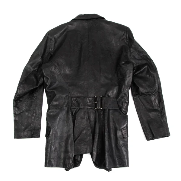 イッセイミヤケISSEY MIYAKE 壁画エンボスシープレザージャケット 黒9