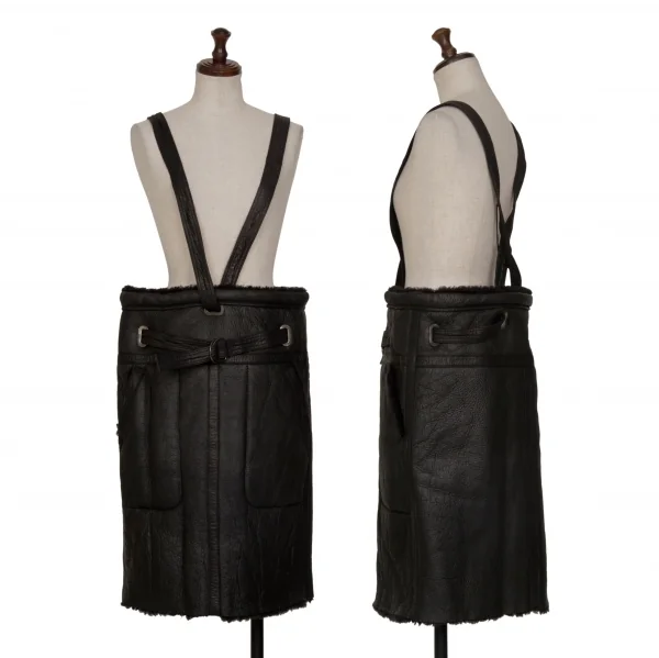 イッセイミヤケISSEY MIYAKE ムートンショルダースカート 黒9 (K-131072)