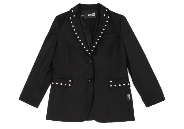 ラブモスキーノ LOVE MOSCHINO ポリ混紡スタッズ装飾ジャケット 黒2 (K