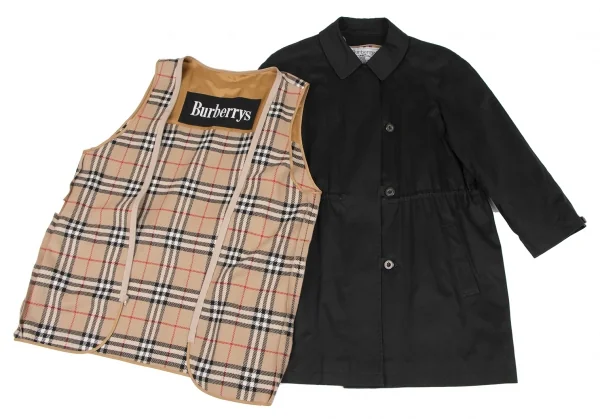 バーバリーズBurberrys' 裏ノバチェックライナーハーフコート 黒M位 (K