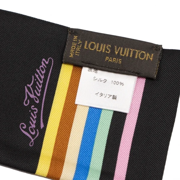 ルイヴィトンLouis Vuitton シルクバタフライモノグラム細スカーフ 黒