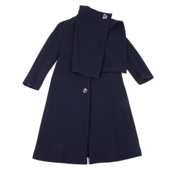 イッセイミヤケISSEY MIYAKE カシミヤ混ウール折り返しデザインコート