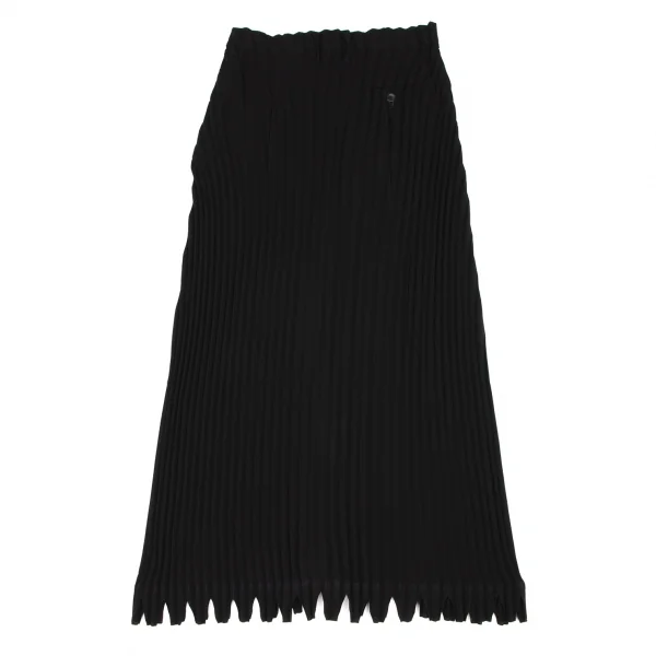 イッセイミヤケISSEY MIYAKE裾カッティングプリーツスカート 黒M (K