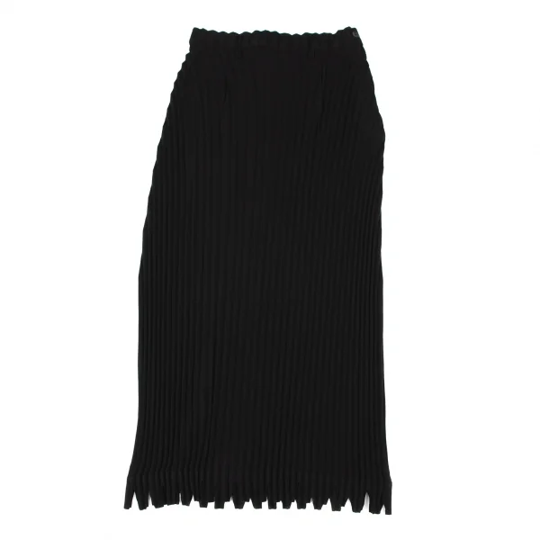 イッセイミヤケISSEY MIYAKE裾カッティングプリーツスカート 黒M (K
