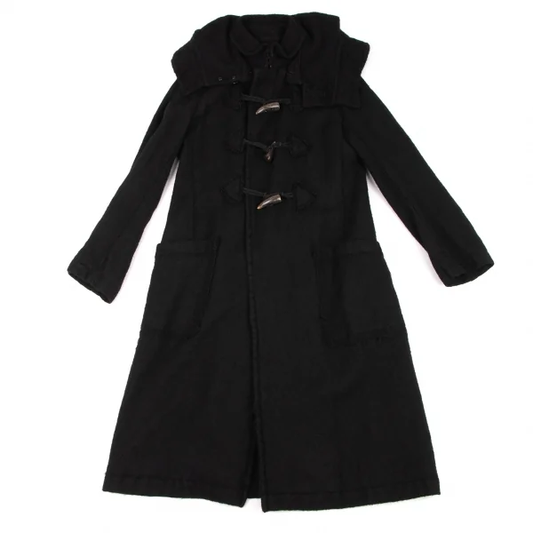 ワイズY's フード着脱ウール縮絨ダッフルコート 黒1 (K-134038)