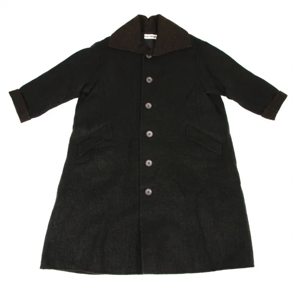 イッセイミヤケISSEY MIYAKEウールナイロンバイカラーオーバーサイズ