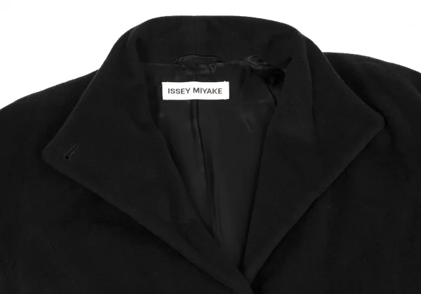 イッセイミヤケISSEY MIYAKE アンゴラウールロングコート 黒3 (K-134205)
