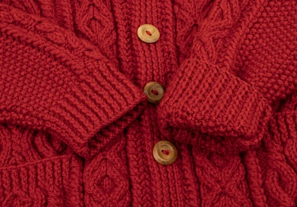 インバーアラン INVERALLAN ウールハンドニットカーディガン 赤L位 (K