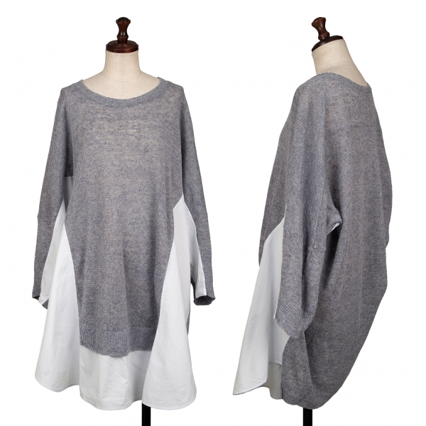 Y's Shirt Switching Linen Long Knit Size 2(K-134505) | eBay