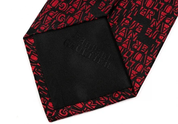 ジャンポールゴルチエJean Paul GAULTIER ロゴジャガードネクタイ 赤黒