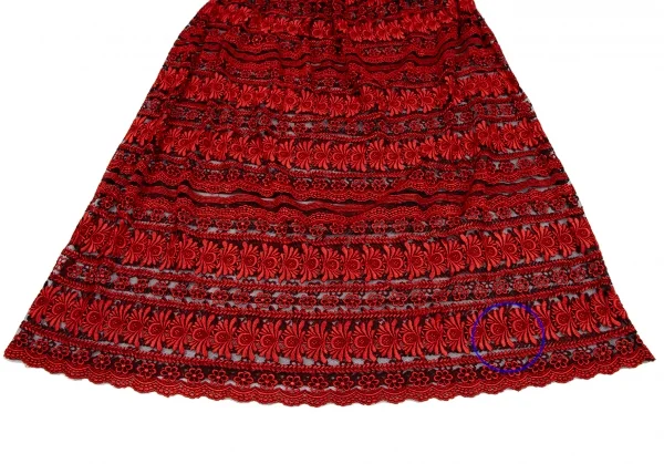 コムデギャルソンCOMME des GARCONS花柄刺繍シースルースカート 赤黒M