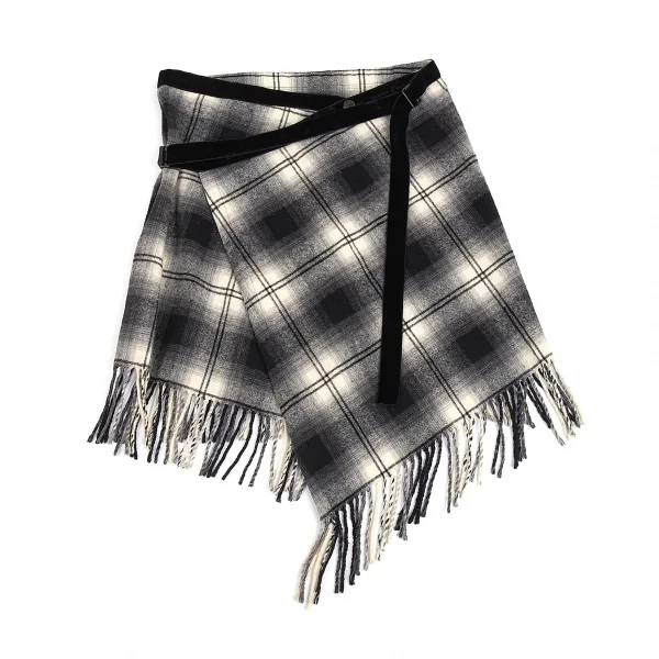 ナンバーナイン NUMBER(N)INE オンブレチェックラップスカート 黒