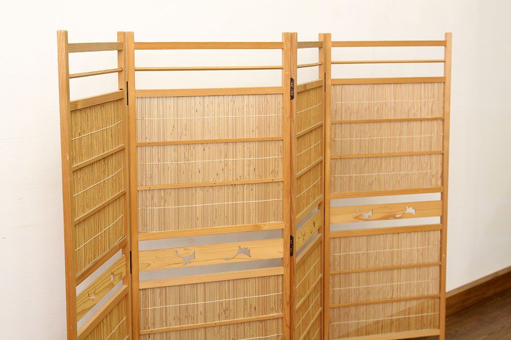 公式】アンティーク家具ラフジュ工房商品詳細ページ木味の簾屏風 衝立