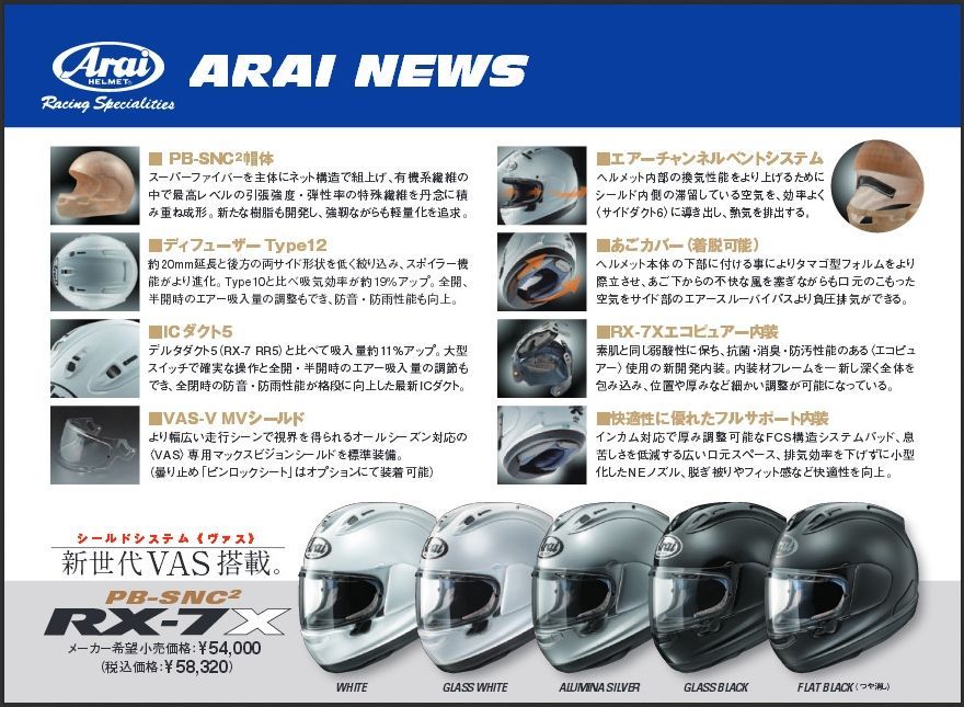 Webike | Arai アライ RX-7X [アールエックス セブンエックス グラス