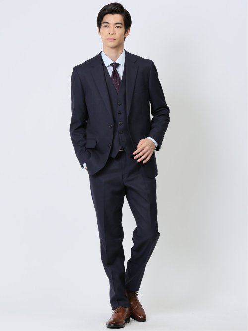 ウール混 レギュラーフィット 2ボタン3ピーススーツ シャドー