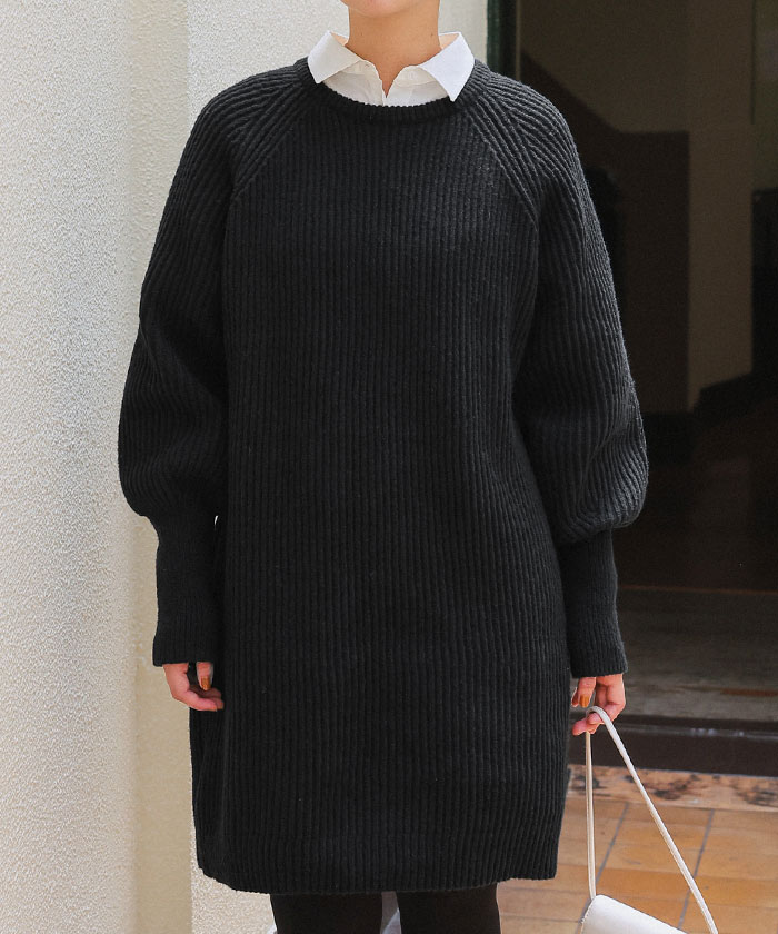 ボリュームスリーブニットミニワンピース | titivate