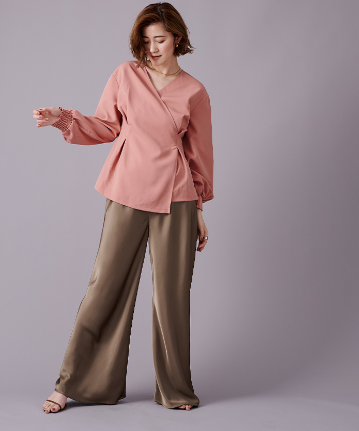 ベルト付ウエストタックカシュクールブラウス | ur's（ユアーズ）