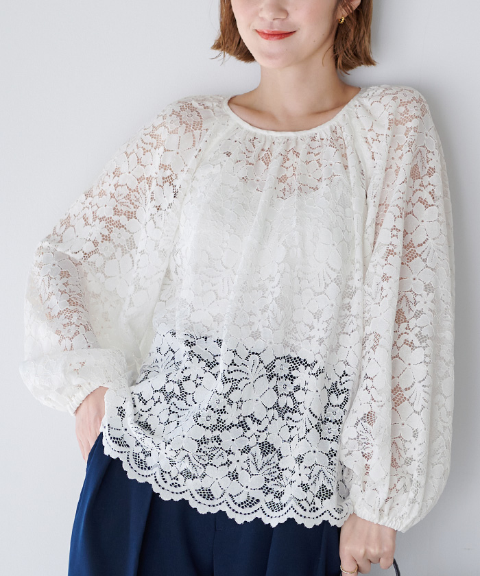 ボリュームスリーブスカラップレースブラウス | ur's（ユアーズ）