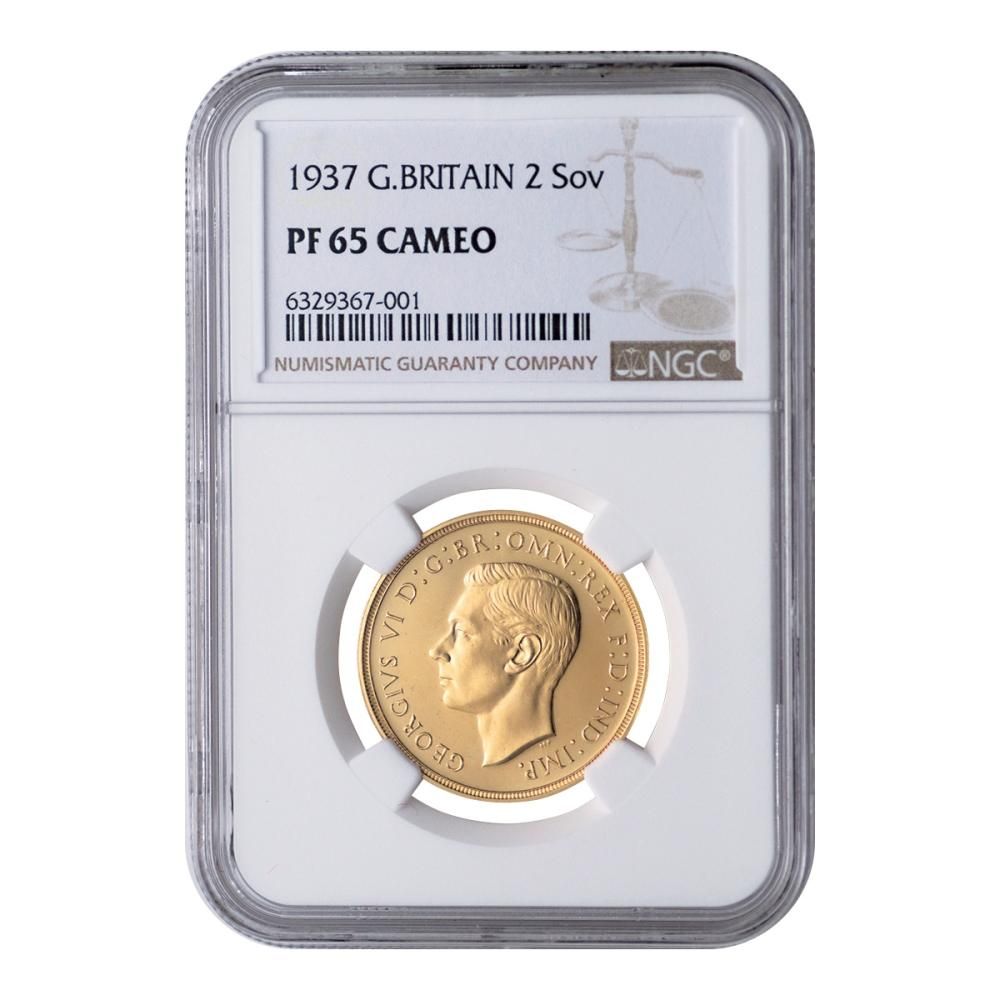 イギリス 1937年 2ポンド金貨 ジョージ6世 NGC PF65 CAMEO - セキグチ