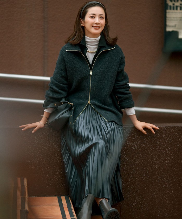 洗える】カシミヤブレンド ジップアップ ニットブルゾン(506952564