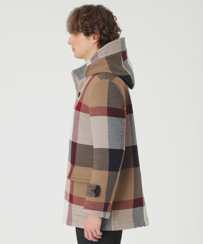店舗限定】MORGANTI クレストブリッジチェックフーデッドコート