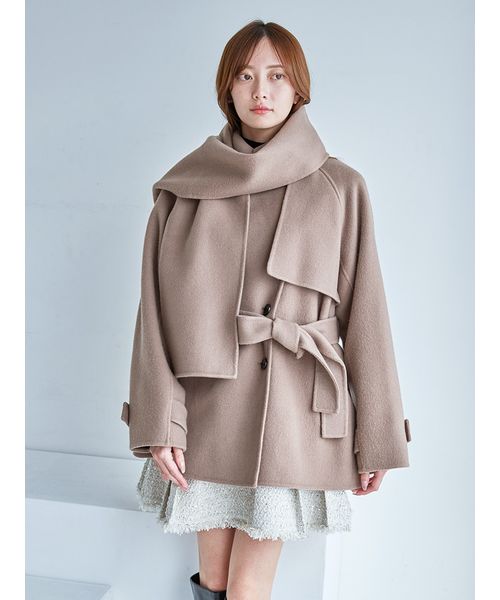 HIGH QUALITY】スカーフ付きウールミドルコート(508623197)｜阪急