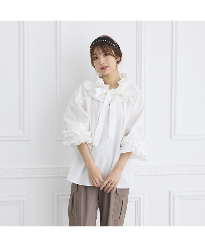 ローズティアラ RoseTiara フリルカラーブラウス(505873041)｜阪急