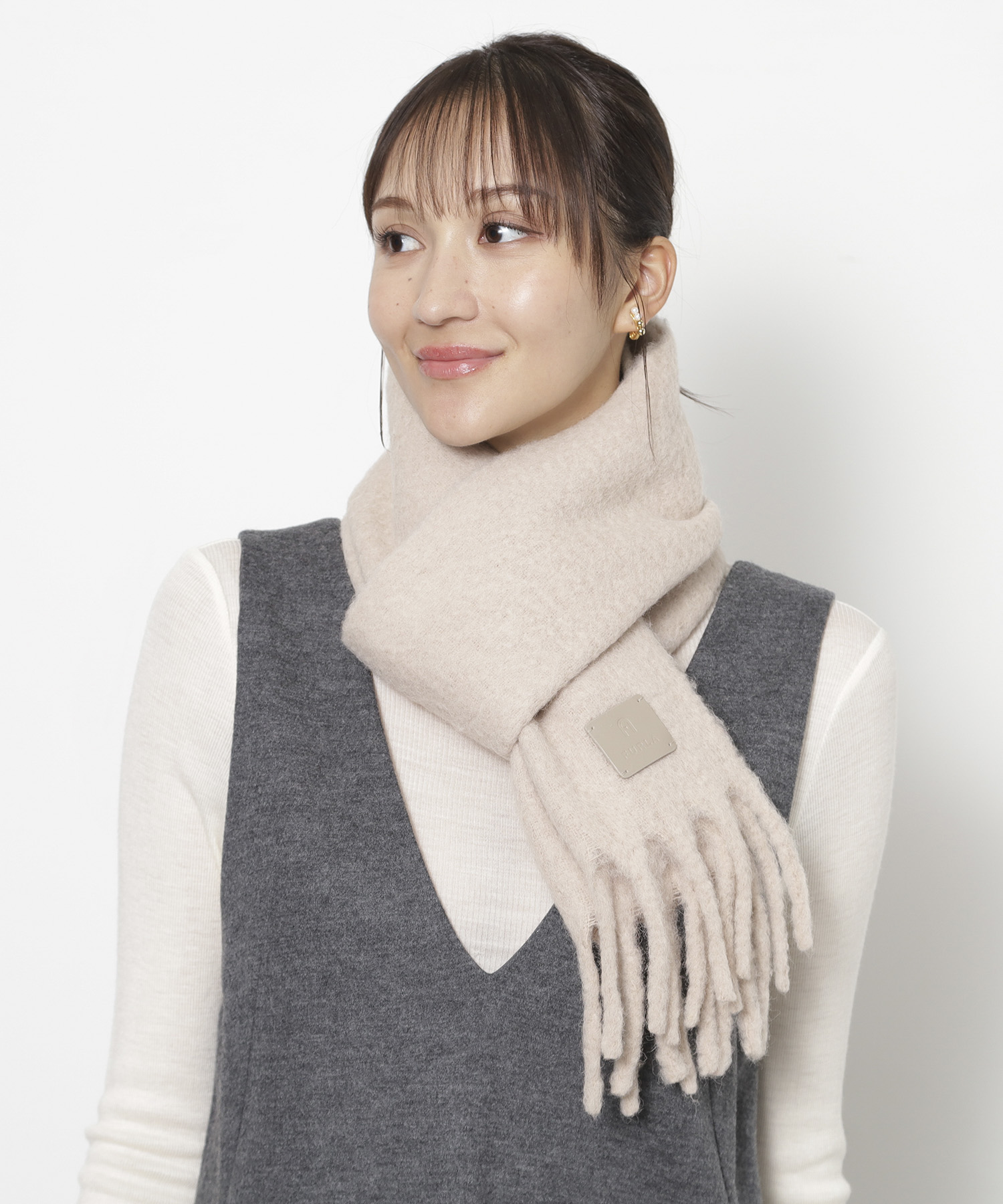 アルパカ混 無地 シャギーマフラー／25cm幅(506865678)｜阪急百貨店