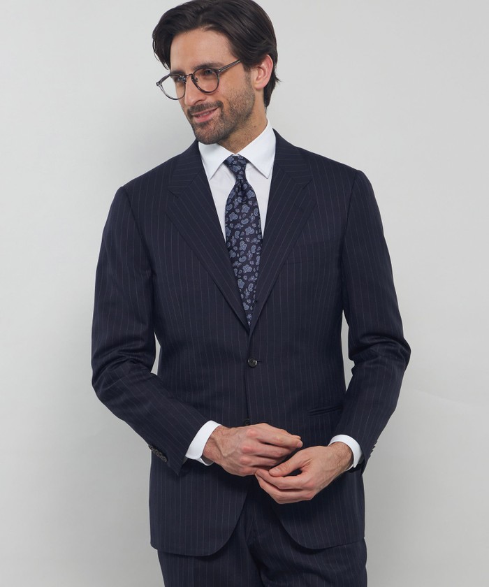 ウールシルク チョークストライプスーツ(507882131)｜HANKYU MEN'S