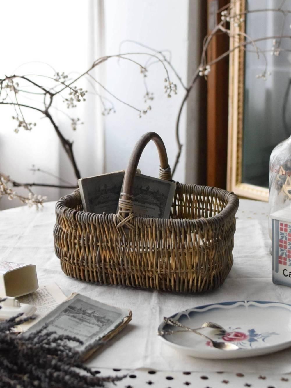 フレンチバスケット.37 フランスヴィンテージ雑貨 パニエ インテリア 収納