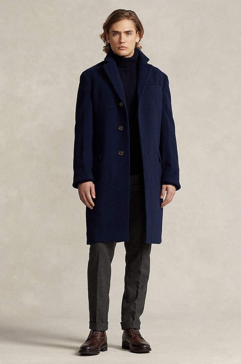 Polo Ralph Lauren coat Wool-MDRN Paddock men's navy blue color