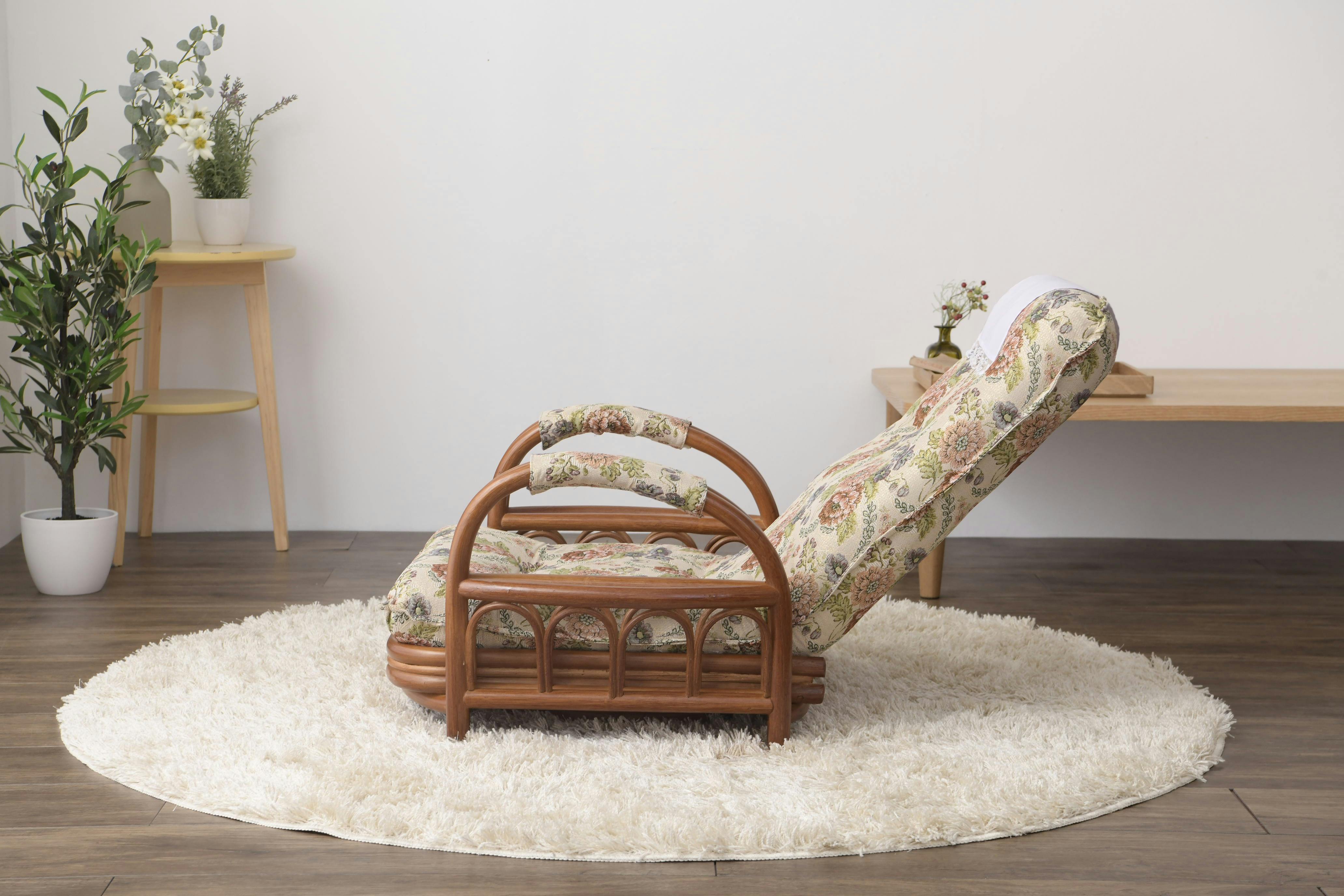 タック Vita 天然籐 リクライニング回転座椅子 ロー TAN-230L 天然籐を