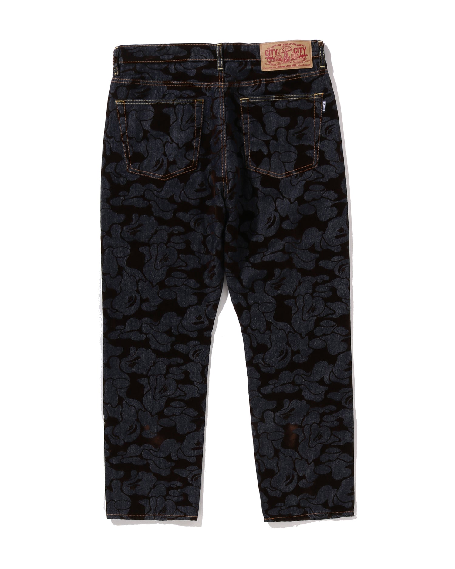A BATHING APE® Camo Flocked Relaxed Fit 13 Oz Denim Pants | Bape