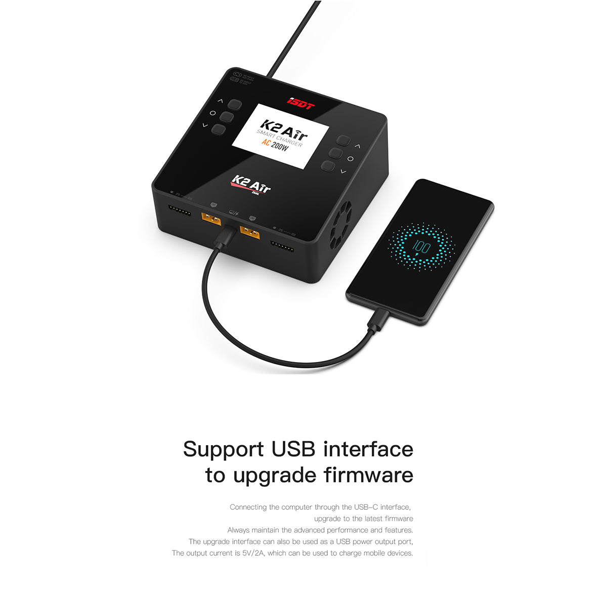 K2 Air BluetoothリモートコントロールLipo充電器、AC/DC 200W/500WX2