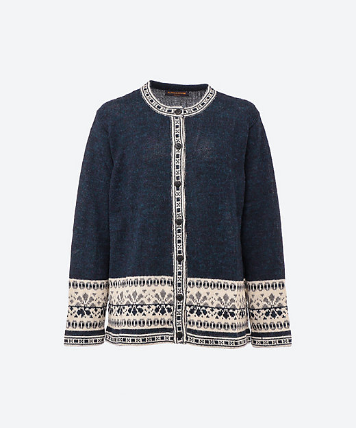 ☆アルパカ花モチーフトリミングカーディガン（クローバー