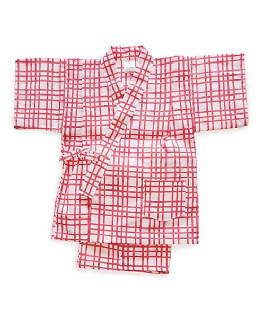 子ども甚平 格子 ピンク 90・100・110・120 | 戸田屋商店