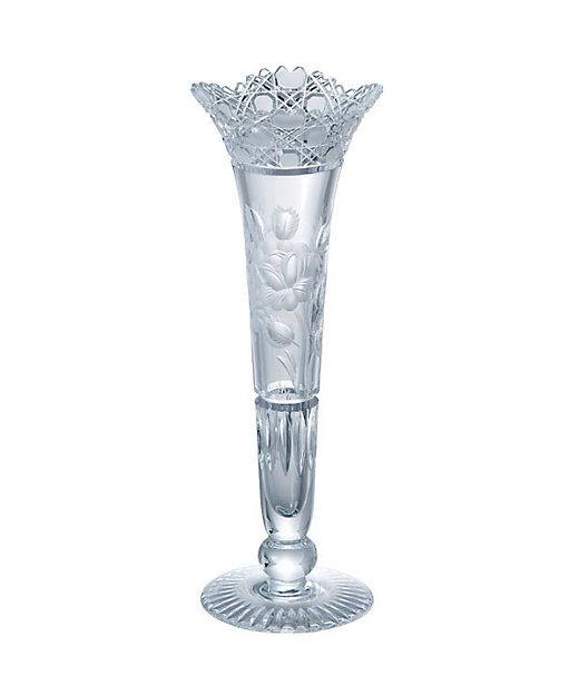 マイセンクリスタル 花瓶 花文彫一輪差し 色被せ 緑 箱付き 2026年最新