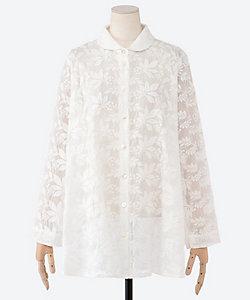 Cotton House Aya】ボーラーレースブラウス（7分袖