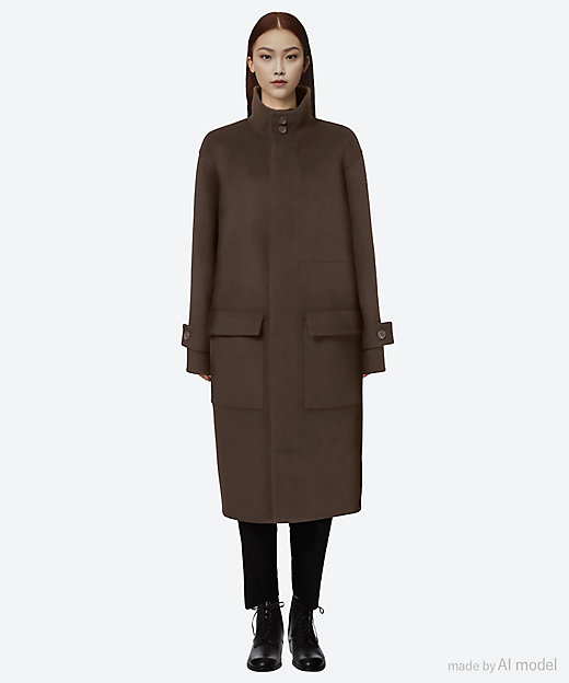 コート Wool Rever Stand Collar Coat