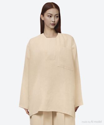 カットソー Linen Wool Rever Pocket Top